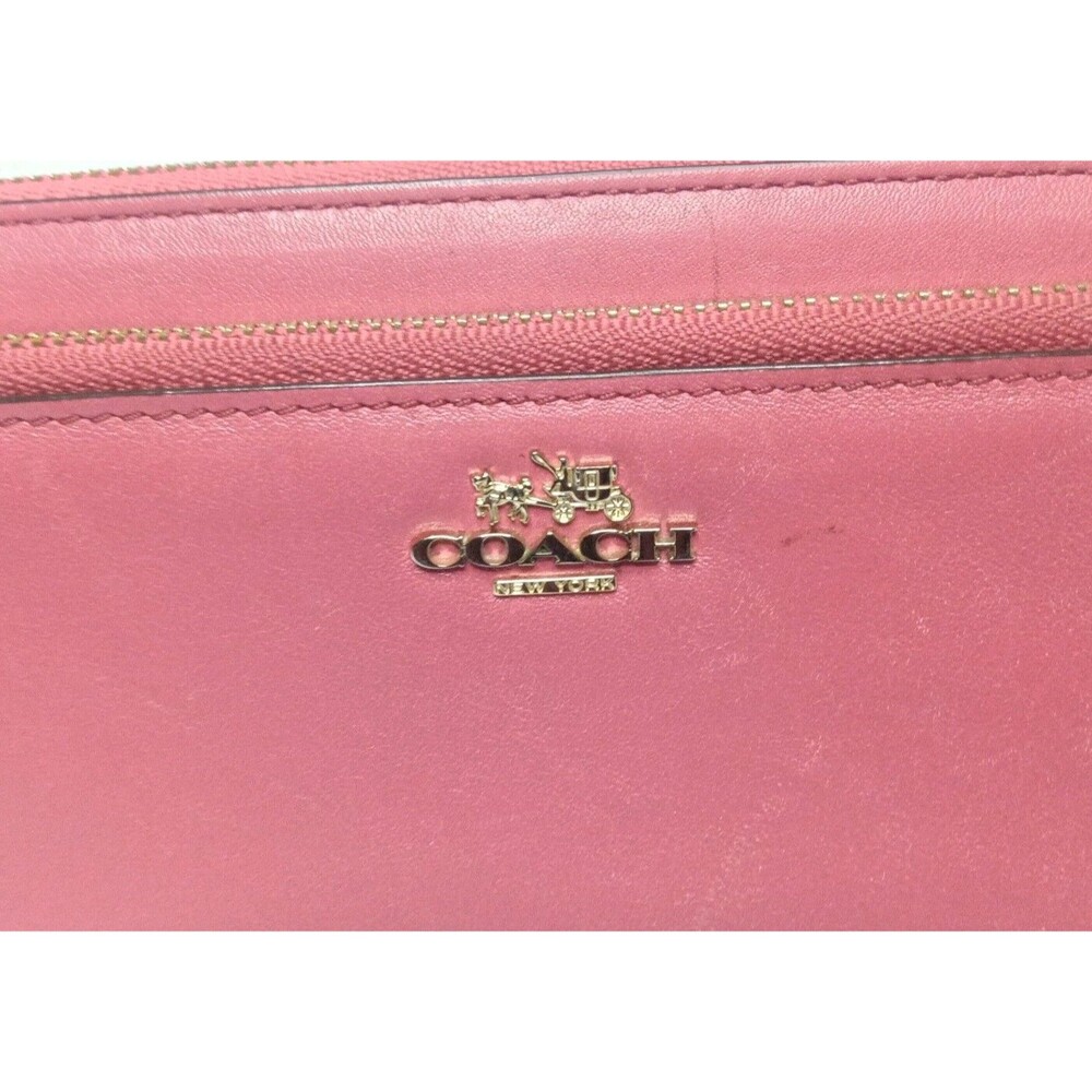 Vintage Coach Accordion Double Zip Wallet Smooth Leather Raspberry Red Y2K - Picture 12 of 12